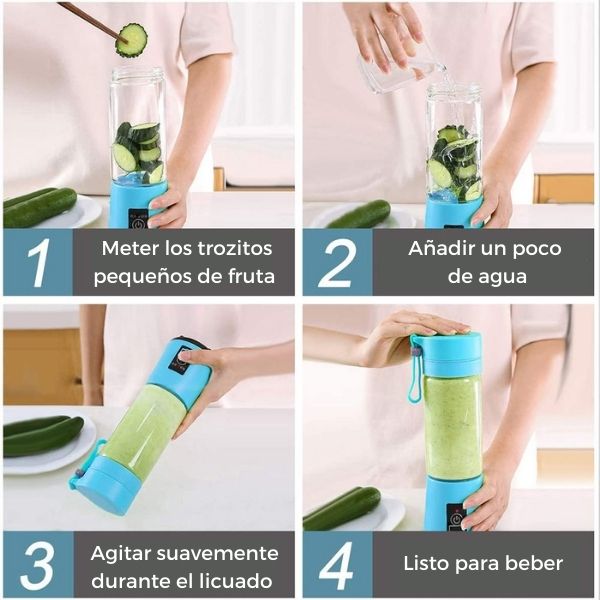Pasos a seguir para utilizar la licuadora y triturar los alimentos para hacer los batidos y zumos