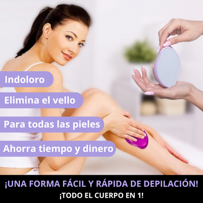 Depiladora de cristal PureSkin para eliminar el vello sin dolor para todo tipo de pieles. Ahorra dinero y tiempo para dpeilar de una forma facil y rápida