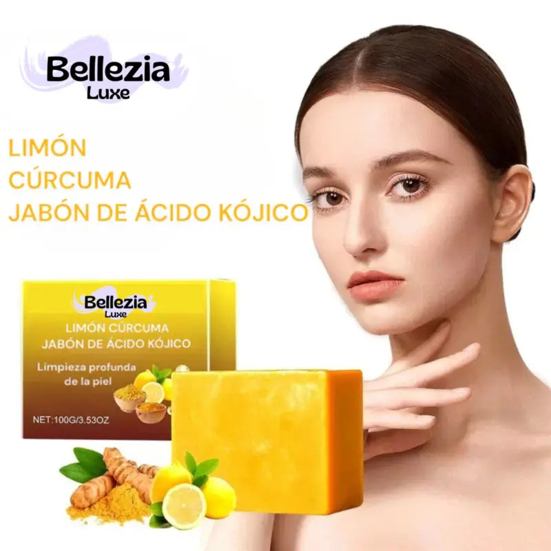 Jabón de Ácido Kójico de Limón y Cúrcuma - Bellezia Luxe