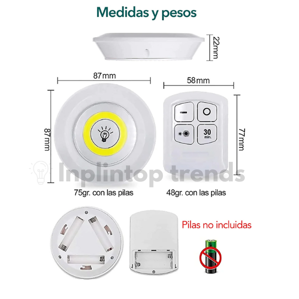 Medidas y peso de las luces. Pilas no incluidas