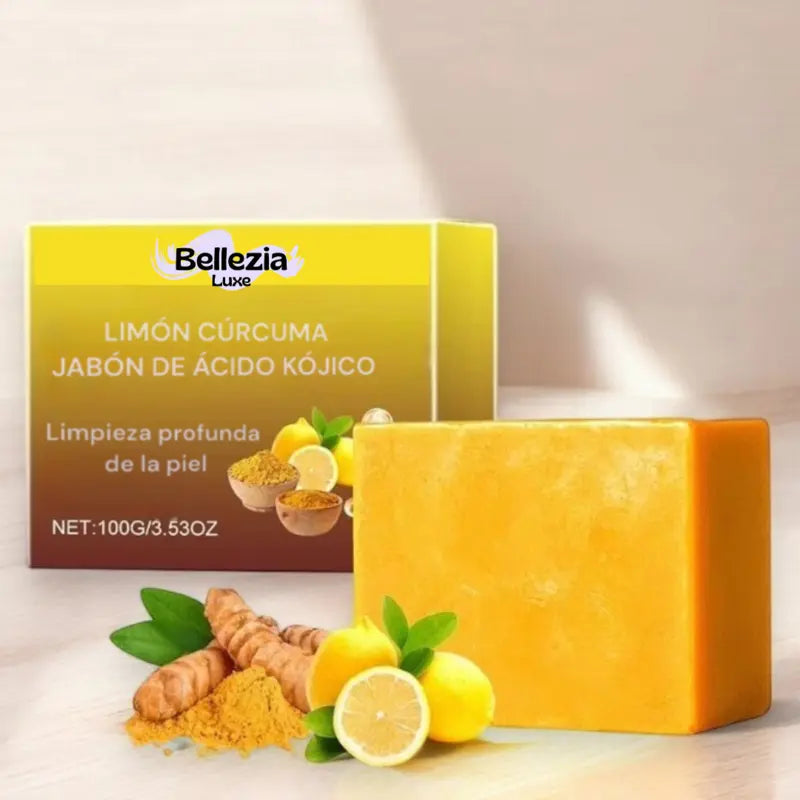Jabón de Ácido Kójico de Limón y Cúrcuma - Bellezia Luxe