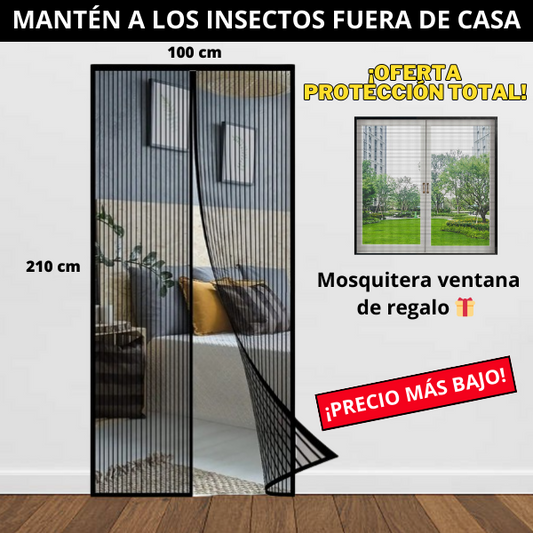 Mosquitera magnética para puerta 210cm de alto x 100cm de ancho. Oferta una mosquitera de ventana de regalo. 