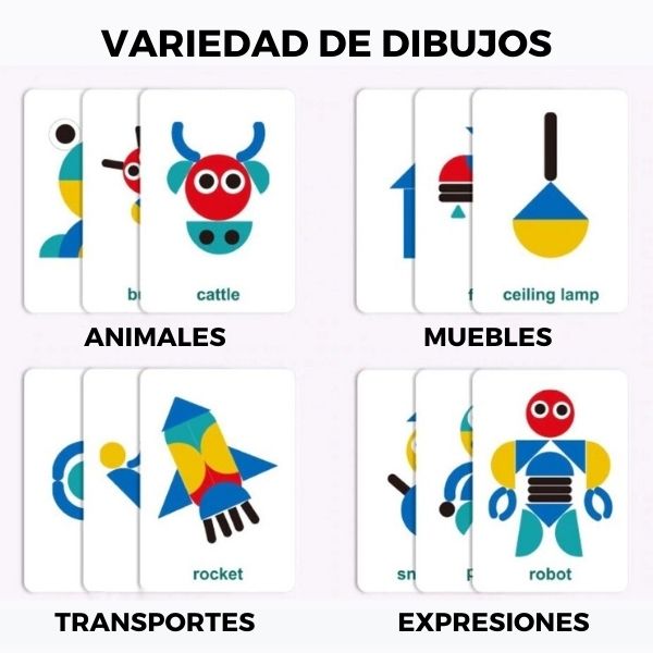 Puzleco Tangram  60 cartas + 36pcs (+3 años)