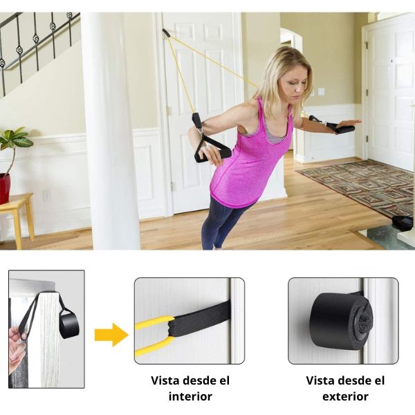 Mujer haciendo un ejercicio con las gomas elasticas